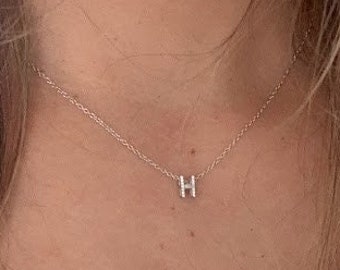 Pave Initial Necklace, CZ Initial Necklace, Dainty Necklace, Tiny Initial Necklace, Gold Initial Necklace, Diamond Necklace, Sterling Silver
