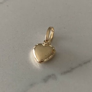 Heart Pendant, 14K Real Gold Pendant Puffy Heart Charm, 14K Real Gold Puffy Heart Pendant, 3D Gold Heart Charm, 14K Gold Heart