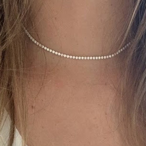 2mm Round Cut Tennis Necklace Real 