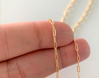 Winzige Büroklammer Kettenhalskette • Schichtkette Halskette • Gold-gefüllte Kette Choker Halskette• Rechteckige Gliederkette Choker