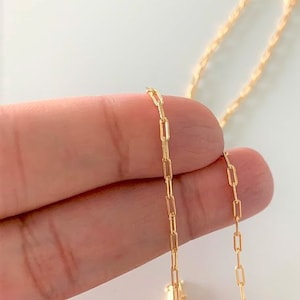 Tiny Paperclip Chain Necklace • Layering Chain Necklace • Gold-Filled Chain Choker Necklace•Rectangle Link Chain Choker
