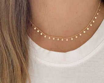 Stern Choker Kette | Gold Sterne Halskette | Zierliche Sterne Kette | Sterne Halskette | Layering Halskette | Stern Choker Kette