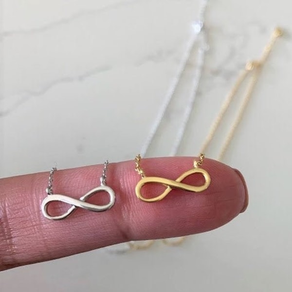 Infinity Sterling Silver Necklace, Gold Vermeil on 925 Sterling Silver, Tiny Infinity Choker, Infinite Love Necklace, Figure 8 Necklace