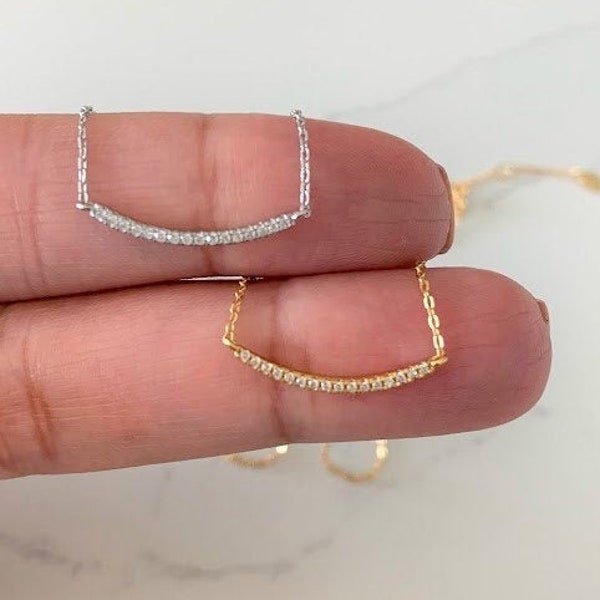 925 Sterling Silver Curved Bar Choker Necklace, Gold Vermeil on 925 Sterling Silver, Bar Choker, Dainty and Minimalist Choker Necklace