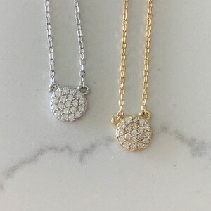Small Pave Disc, Genuine Sterling Silver, Dainty Necklace, Circle necklace, Small pave disc necklace, Disk necklace, Pave necklace