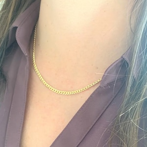 18K Gold Filled Thin Cuban Curb Link Chain Necklace - 2MM