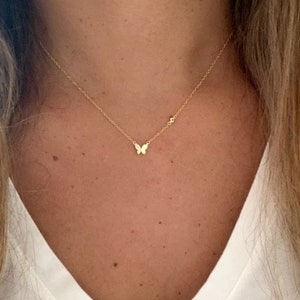 Gold Butterfly Necklace 16"+2, Dainty Butterfly Chain, Minimalist Necklace, Layering Necklace, Butterfly Chain, Butterfly