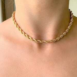 18K Gold Filled 7MM Rope Chain Necklace•Layering Gold Chain Necklace•18k Gold Filled Chain Choker •Rope Link Chain Choker• Rope Choker