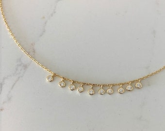 Multiple Bezel 925 Sterling Silver Necklace • Choker• Dainty Bezel Necklace• Minimalist Necklace• Layering• Stacking Necklace•