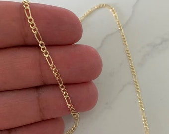 Delicado collar de cadena Figaro de oro amarillo de 14 quilates (1,9 mm)