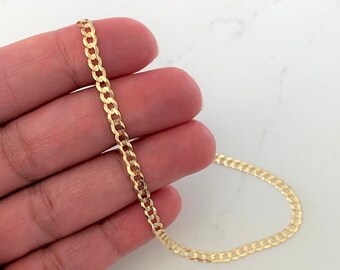 Tobillera de eslabones cubanos de oro macizo de 14 quilates (10 pulgadas)