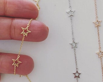 Stars Bracelet in Sterling Silver, Stars Bracelet, Bracelet, Sterling Silver Bracelet, Rose Gold Star, Gold Star Bracelet