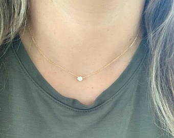 Dainty Gold Solitaire Necklace: Minimalist CZ Pendant
