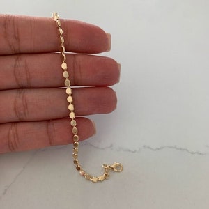 3MM Gold Flat Beaded Anklet| Dainty Flat Ball Anklet | Beads Chain Anklet | Flat Beaded Chain | Dotted Chain Gold-filled Anklet