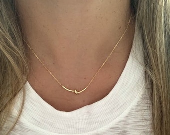 Gold Knot Necklace, Bridesmaid Necklace, Wedding, Gold Over Silver, Minimalist Necklace,