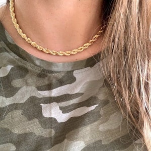 14K Gold Filled 7MM Rope Chain Necklace•Layering Gold Chain Necklace•14K Gold Filled Chain Choker •Rope Link Chain Choker• Rope Choker