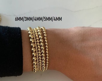 Bracelet en perles trempées dans de l'or 18 carats | Options simples et définies | Bracelet empilable et extensible | MEILLEURE VENTE