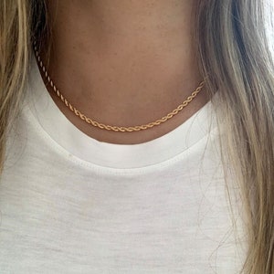 3MM Rope Necklace • Skinny Rope Necklace Chain • 18k Gold Filled Chain Choker Necklace• Rope Choker