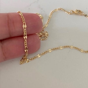 14K Gold Filled Sequin Figaro Chain Necklace• Layering Chain Necklace•14k Gold Filled Chain Choker Necklace• Dainty Figaro• Figaro Chain