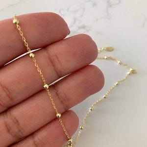 2MM Beaded Choker, 925 Sterling Silver Satellite Choker Necklace, Beaded Necklace, Dainty Choker, Beaded Choker, Layering Choker, Layers