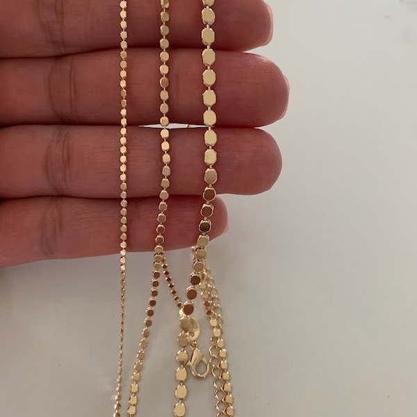 Collier ras de cou à perles plates en or | Chaîne à billes plates délicates | Collier de perles | Chaîne de perles plates | Collier de superposition | Colliers remplis d'or à pois