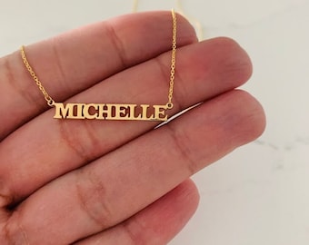 14K Solid Gold Personalized Name Necklace: Custom Letter Jewelry