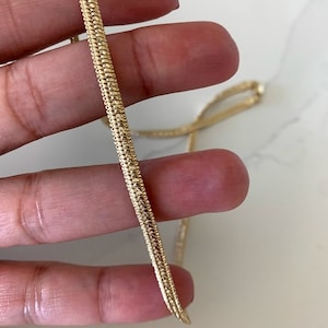 14K Gold Filled Omega Snake Necklace - Corrugated Chain, Layering Necklace