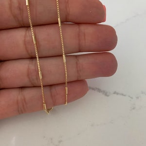 Gold Dainty Box Chain with Bar | Minimalist | Gold Necklace | Mini Box Chain | Dainty Gold Chain