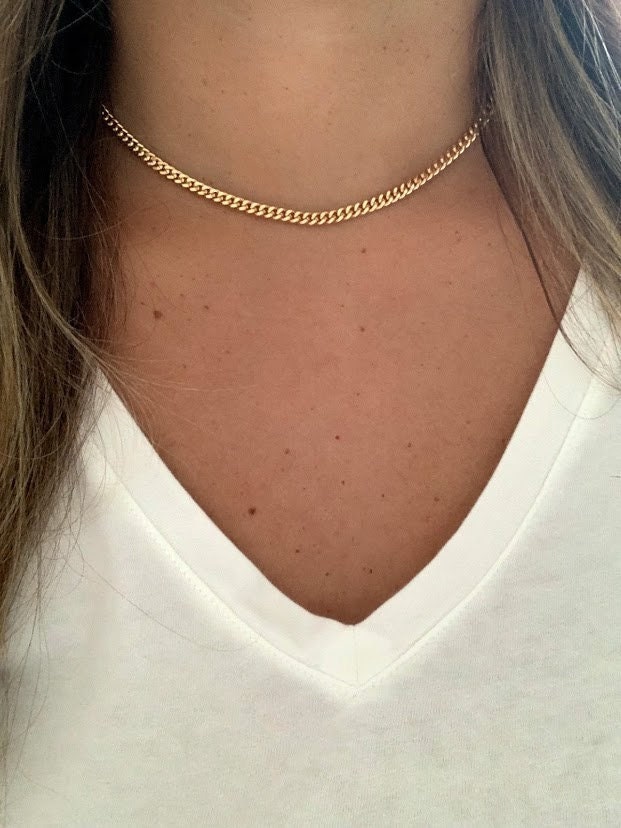 4MM 18K Gold Filled Cuban Curb Link Chain Necklace
