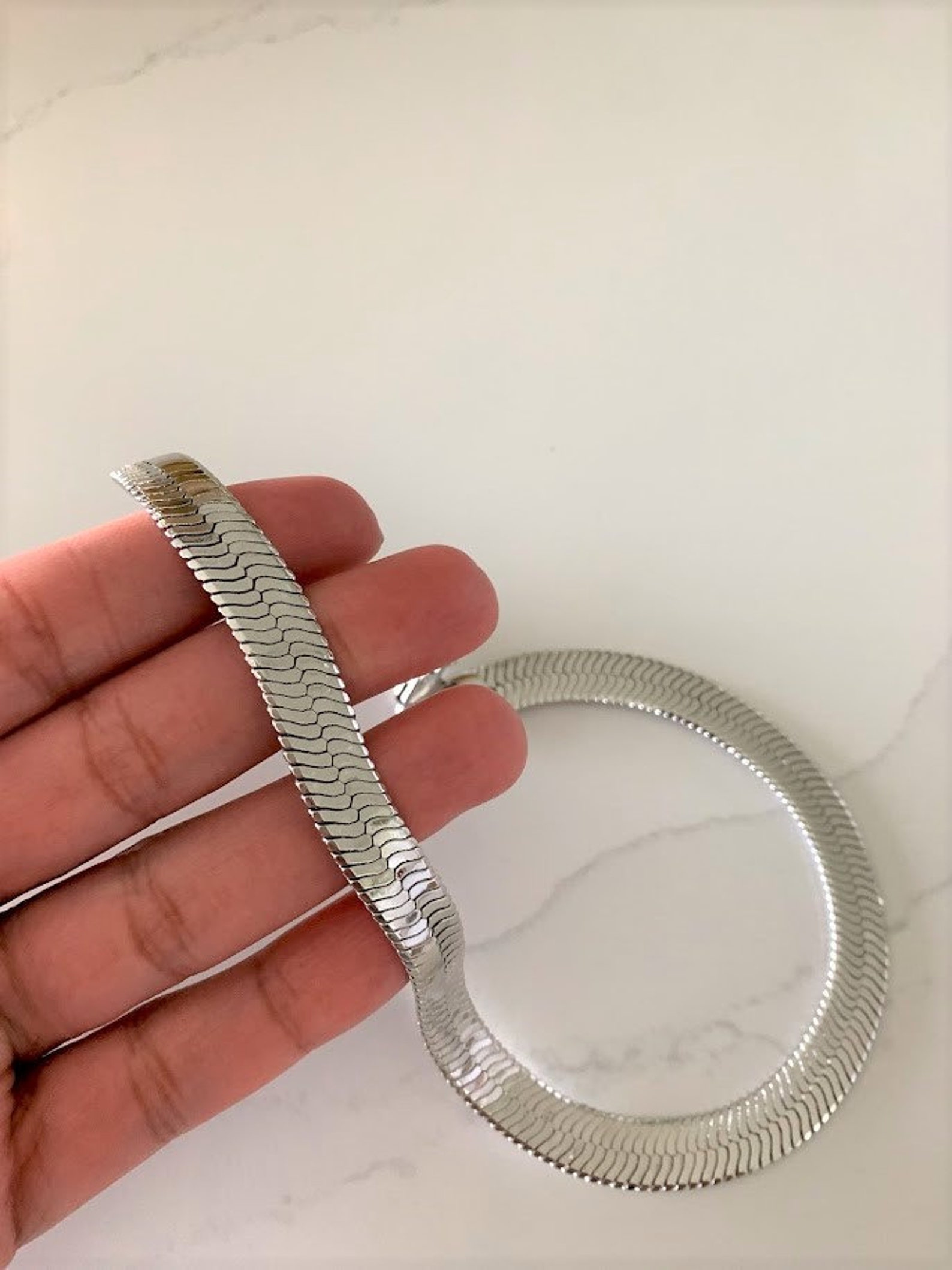 10MM Herringbone Necklace 14K Gold Filled Omega Necklace Etsy