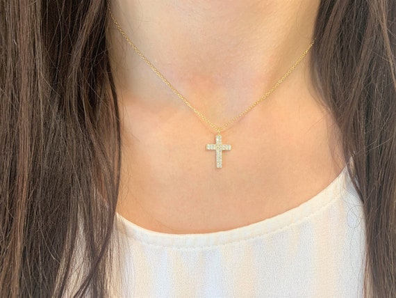 Amazon.com: AGRULE Blue Nano 925 Sterling Silver Large Cross Necklace for  Women 18+2 Inches Christian Baptism Gift : Clothing, Shoes & Jewelry