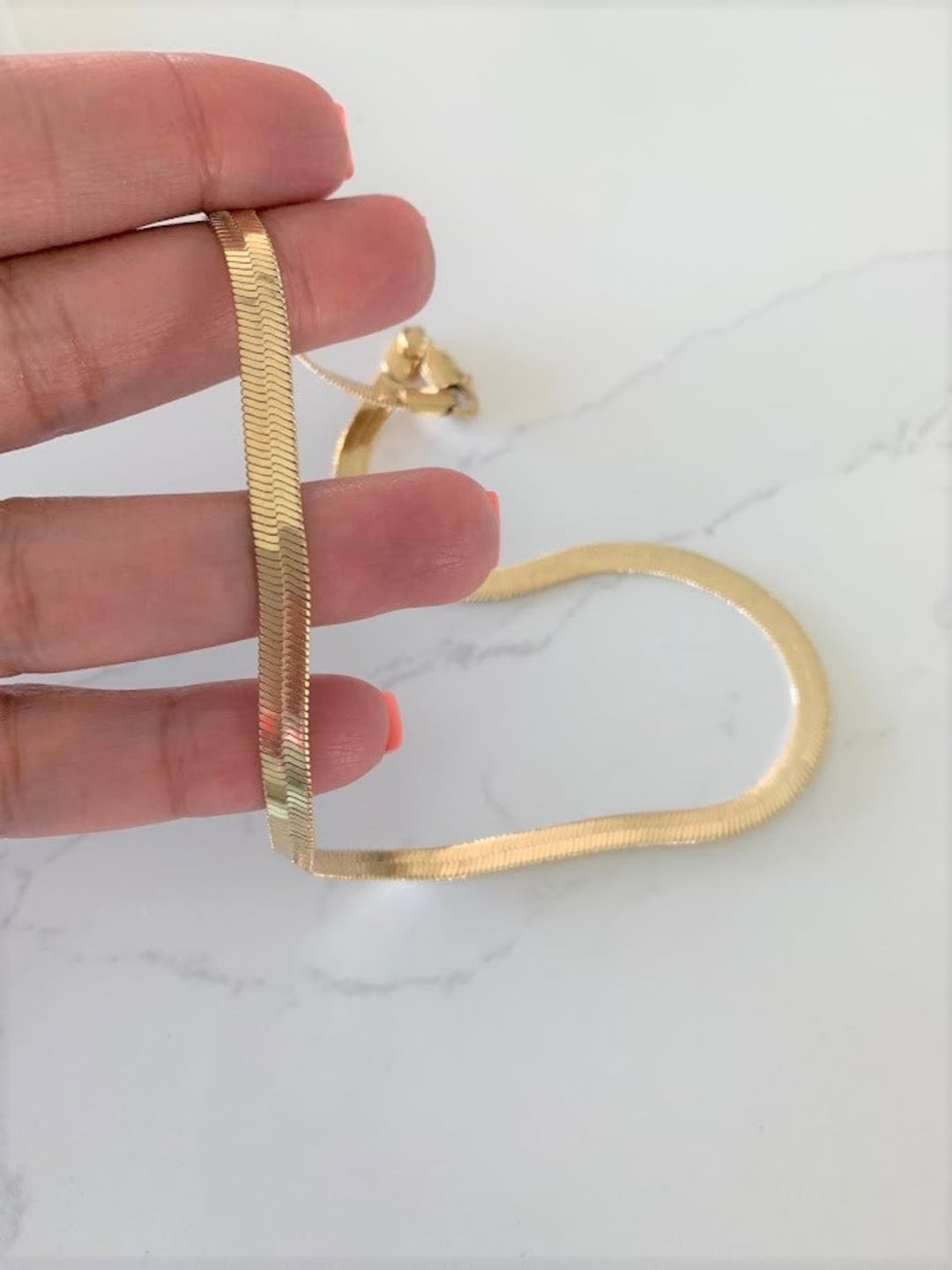 5MM Gold Filled Herringbone Necklace, Omega Necklace, Omega Chain, Gold