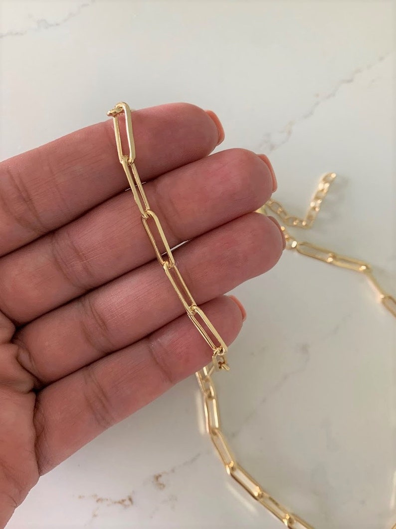 14k Gold Filled Large Paper Clip Necklace 5MM Wide Etsy
