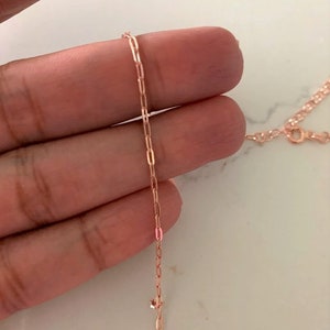 Tiny Sterling Silver Paper Clip with Stars•Layering Chain Necklace•Gold Chain Choker•Rectangle Link Chain Choker•Rose Gold Choker•Choker