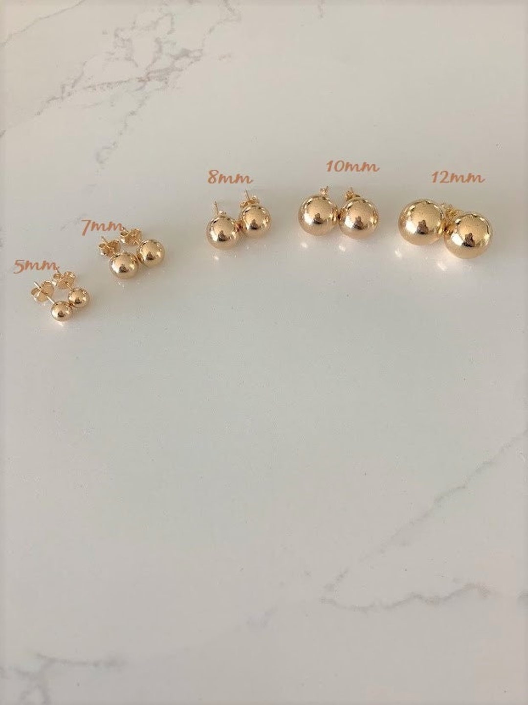 Anniyo 12pairs/Lot,2mm/3mm/4mm/6mm/8mm/10mm/12mm Beads Earrings Women  Girls,Wholesale Gold