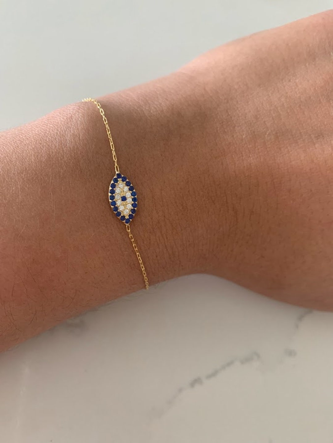 Evil Eye Bracelet in Sterling Silver Evil Eye Bracelet - Etsy Denmark