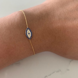 Evil Eye Bracelet in Sterling Silver, Evil Eye Bracelet, Guardian Angel Bracelet, Evil Eye, Gold Sterling Silver Bracelet