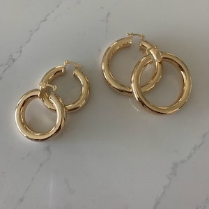 35-45MM Chunky Gold Hoops,18k Gold Filled Hoops,  Gold Hoop Earrings |Thick Gold Hoops, Hoop Earrings for Women, Gold Chunky Hoop Earrings