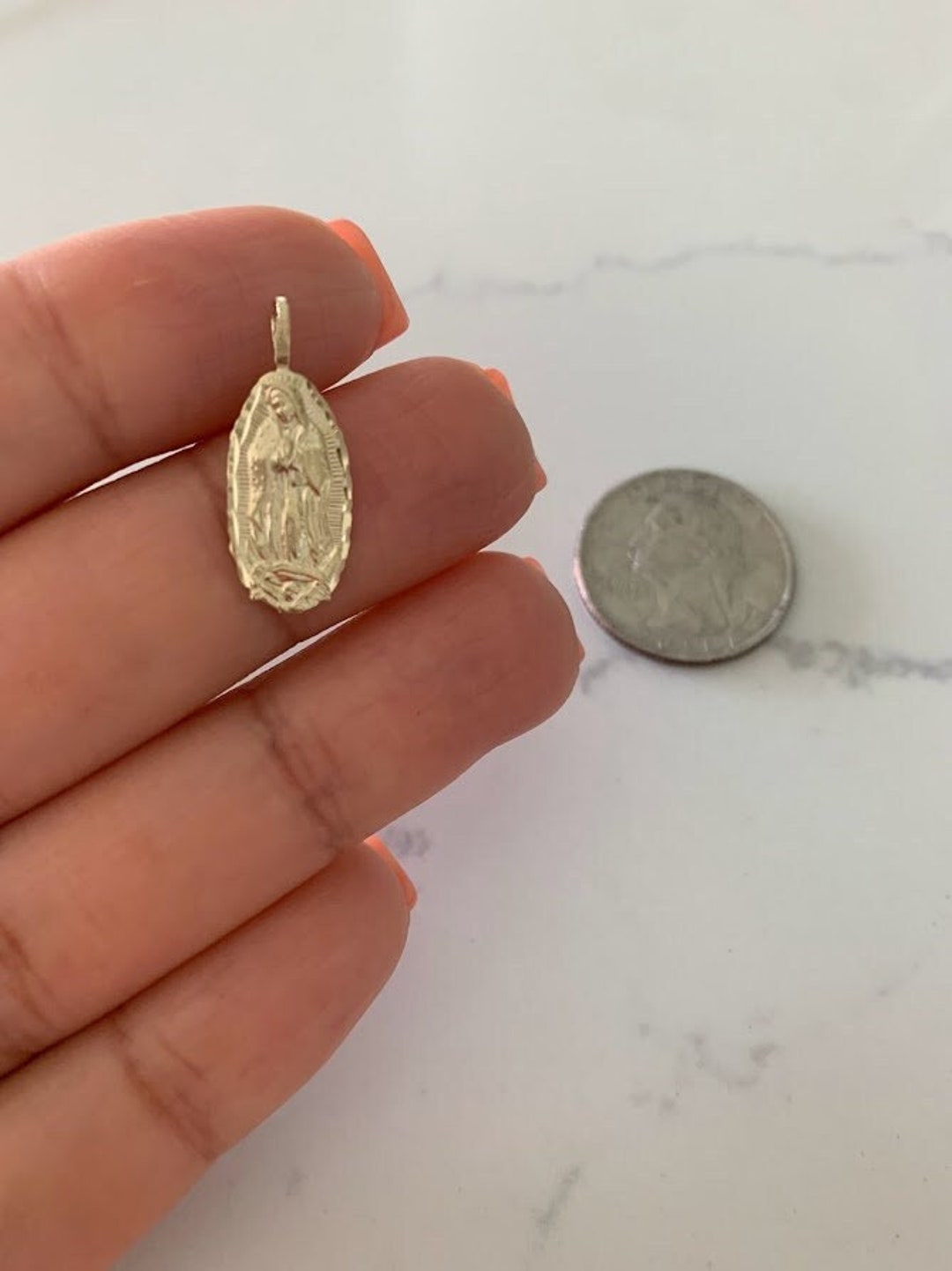 14K Solid Gold Virgin of Guadalupe Pendant - Catholic Yellow Gold - Etsy
