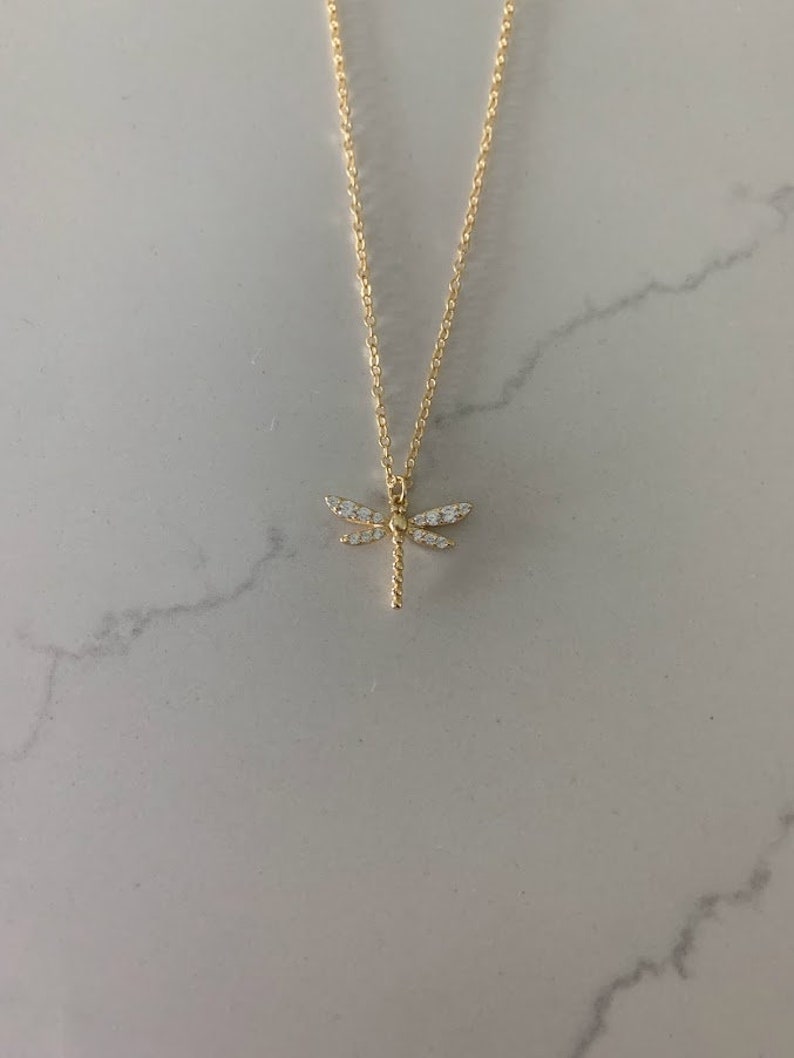 Gold Dragonfly Necklace, Dragonfly Pendant Necklace, Dragonfly Jewelry, Summer Jewelry, Dragonfly Pendant Necklace image 4