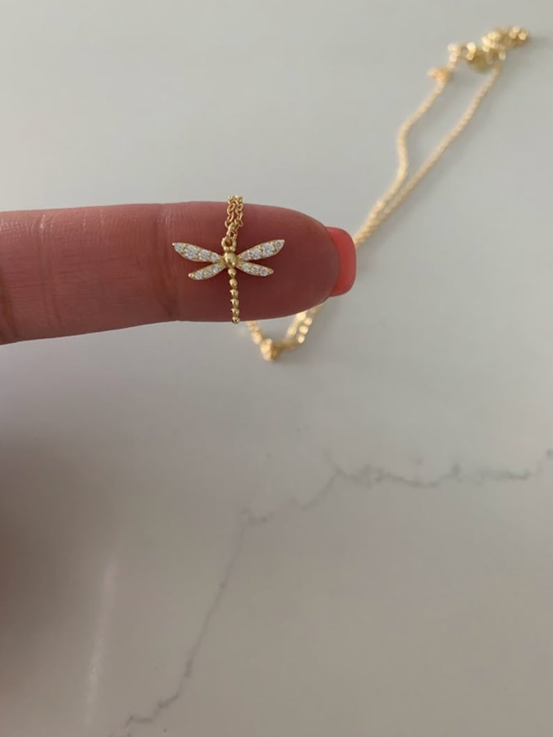 Gold Dragonfly Necklace, Dragonfly Pendant Necklace, Dragonfly Jewelry, Summer Jewelry, Dragonfly Pendant Necklace image 7