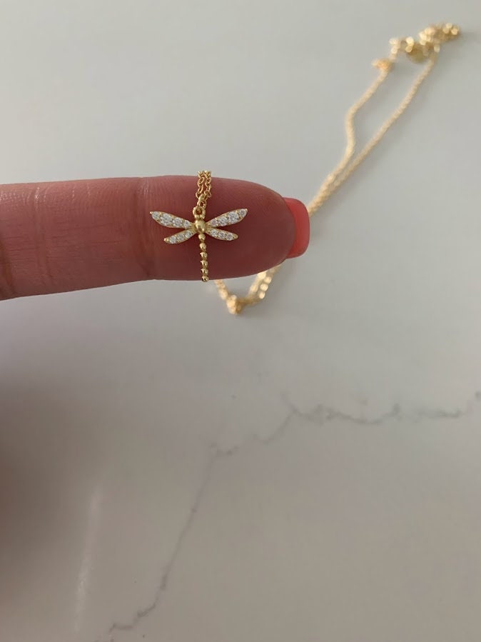Dragonfly Chain Necklace 45cm/17.5 / Gold