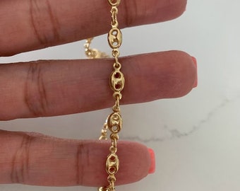 4MM Mariner Style Gold Anklet, Shiny Finish, 18K Gold Filled Chunky Anklet, Mariner Anklet, Thick Gold Anklet