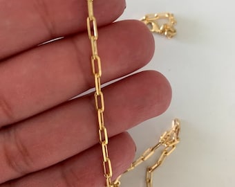 18Kゴールドフィルドペーパークリップチェーンネックレス：長方形オーバルリンク