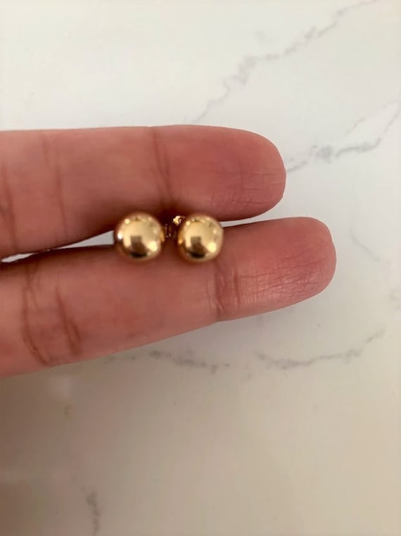 18K Gold Filled Button Ball Earrings, High Polish, 5MM, 6MM, 8MM  