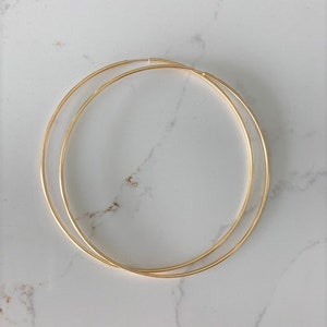 80MM Thin Hoops in 18K Gold Filled, Gold Hoops, Gold Filled Hoops, Gold Earrings, Gold FIll Earrings, Gold Thin Hoops, JLO Hoops