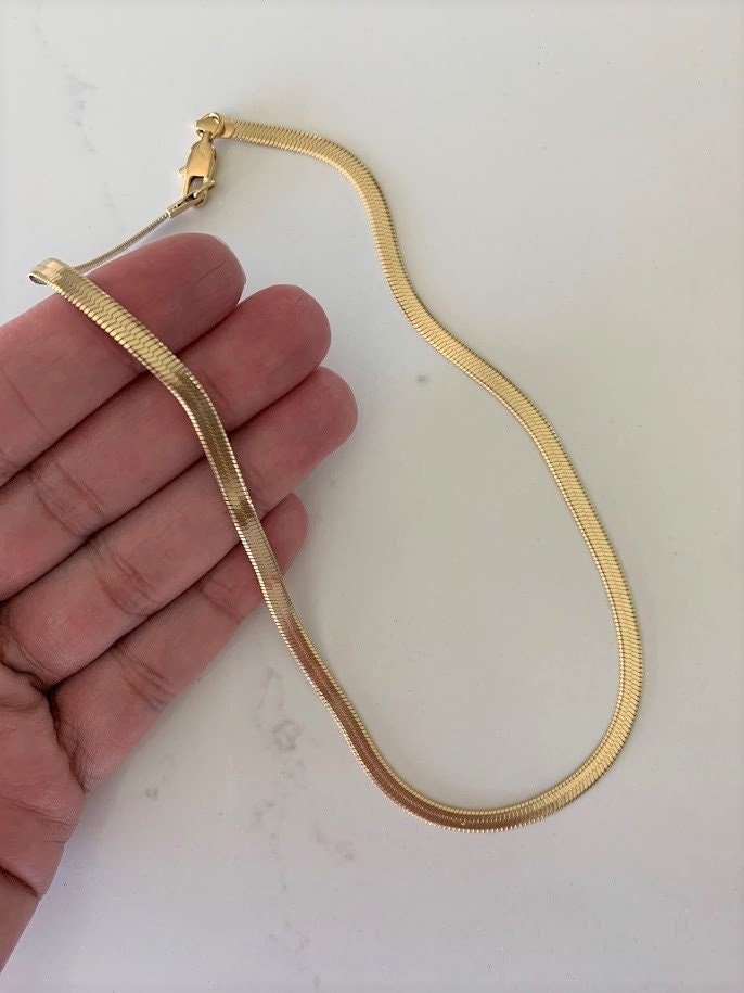 Herringbone Necklace 4MM Gold Filled Omega Necklace Omega Etsy
