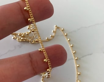 18K Gold Filled Beaded Satellite Chain Necklace: Dainty Layering Jewelry
