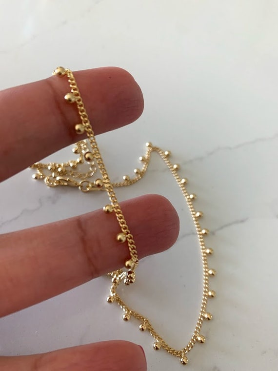 18K Gold Filled Beaded Chain Necklace 