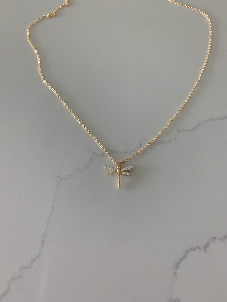 Gold Dragonfly Necklace, Dragonfly Pendant Necklace, Dragonfly Jewelry, Summer Jewelry, Dragonfly Pendant Necklace image 2